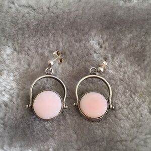 Preowned .925 Sterling Silver Pink & Lt Blue Stone Post Earrings (Reversible)
